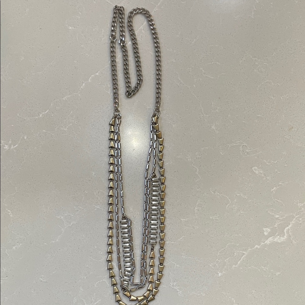 Elegant Silver and Gold Layered Necklace